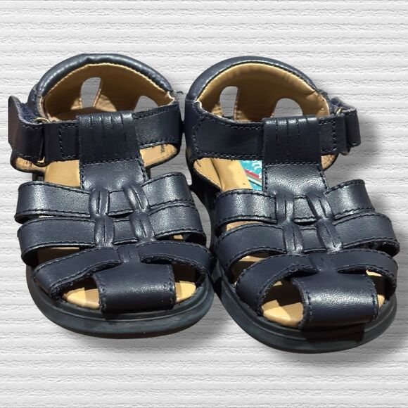 Scott David Toddler Boy Sandals 8M Navy Leather Fisherman Sailor Style - Picture 8 of 10